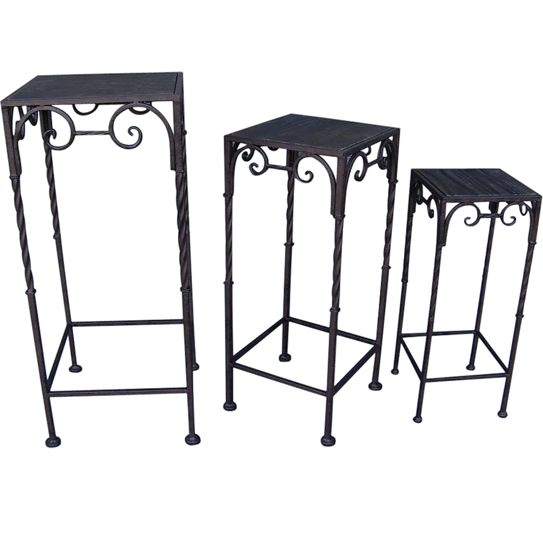 Square Wood Top Plant Stand With Brown Twist Metal Leg, Large Discount Online