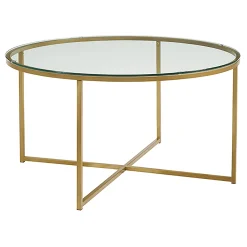 Stella Round Glass Coffee Table Gold Exquisite Gifts