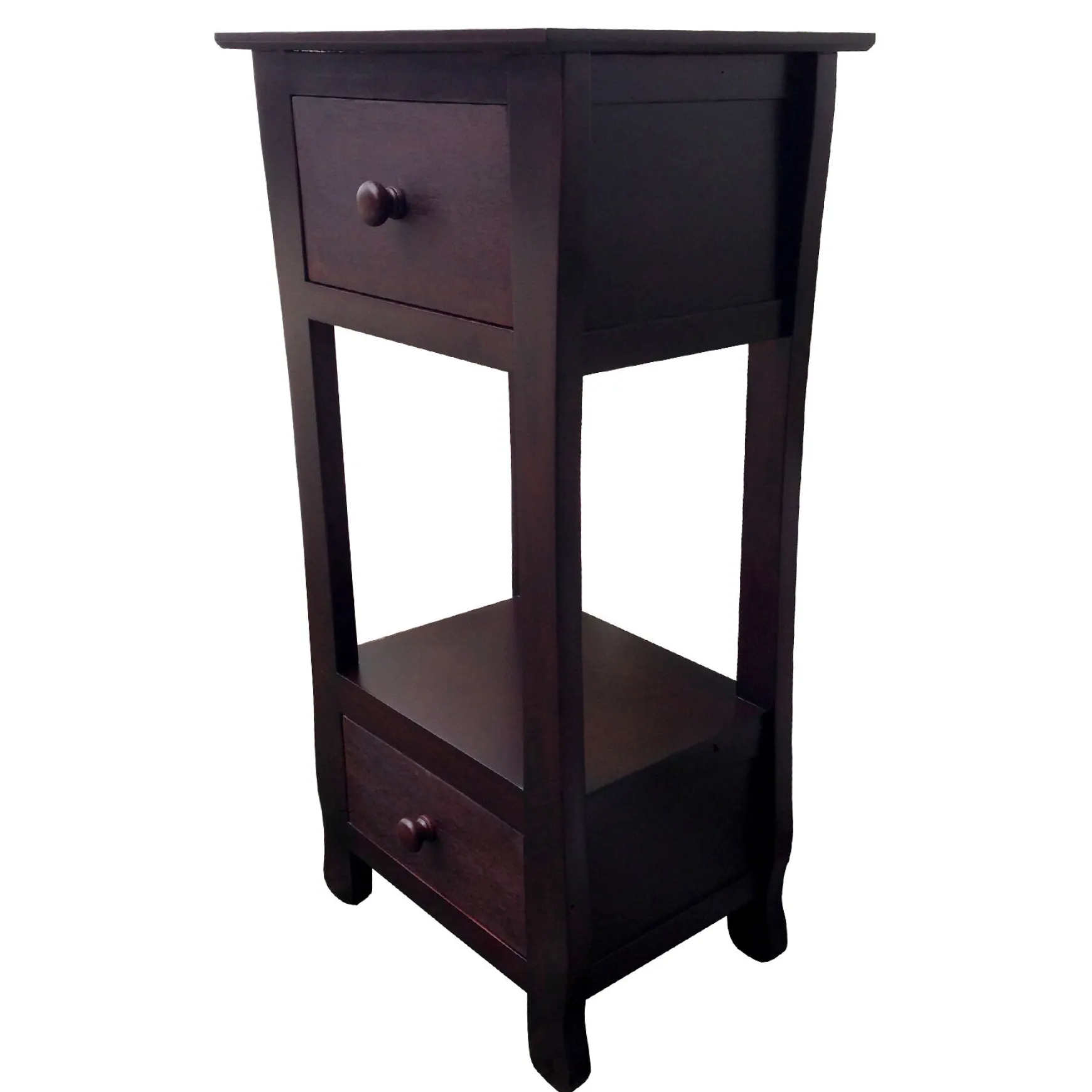 Theodore 2-Drawer Thick Leg End Table, Brown Less Expensive