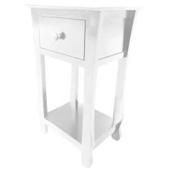 Theodore White 1-Drawer Thick Leg End Table, 26 Fashion