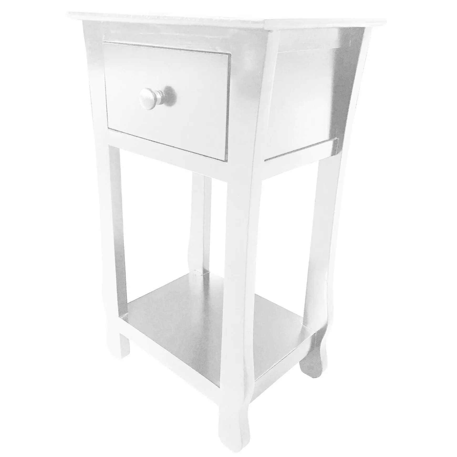 Theodore White 1-Drawer Thick Leg End Table, 26 Fashion