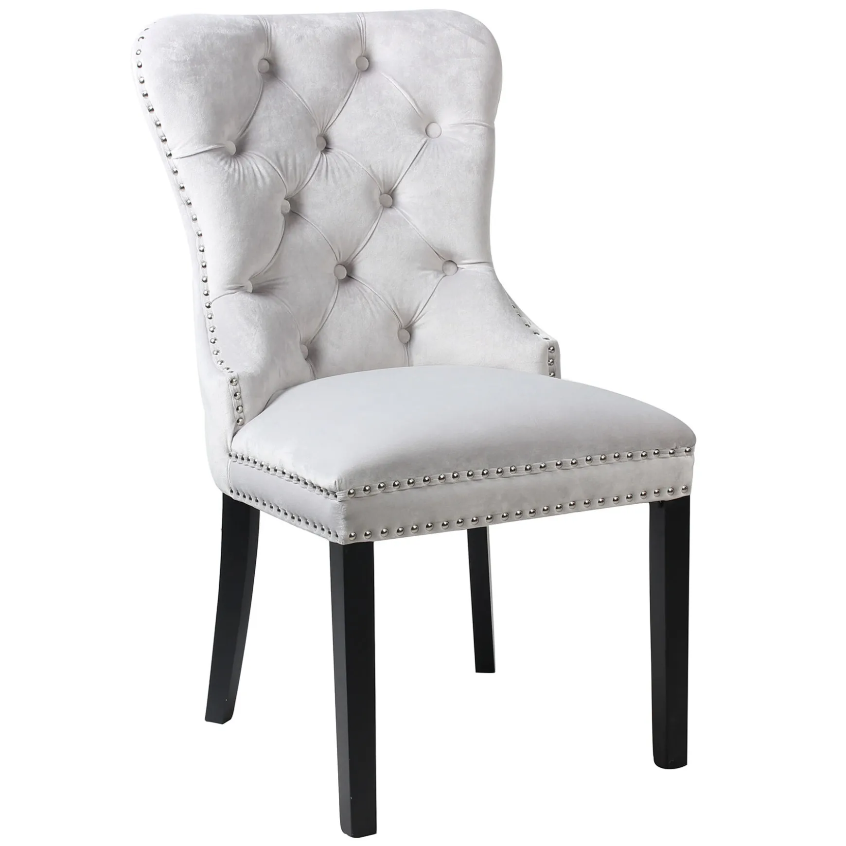 Velvet Grey Tufted Ring Back Dining Chair Discount Online
