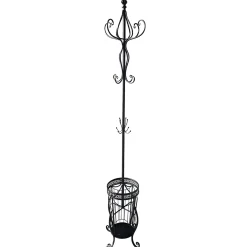 Victorian Style Metal Coat Rack With Black Finish, 73 Flash Sale