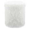 White Faux Fur Round Ottoman Fashion