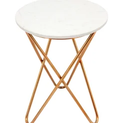White Marble-Top Side Table With Gold Metal Hairpin Legs Online Discount