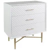 White/Gold 3-Drawer Cabinet Discount