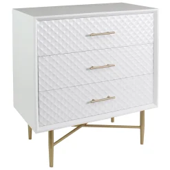 White/Gold 3-Drawer Cabinet Discount