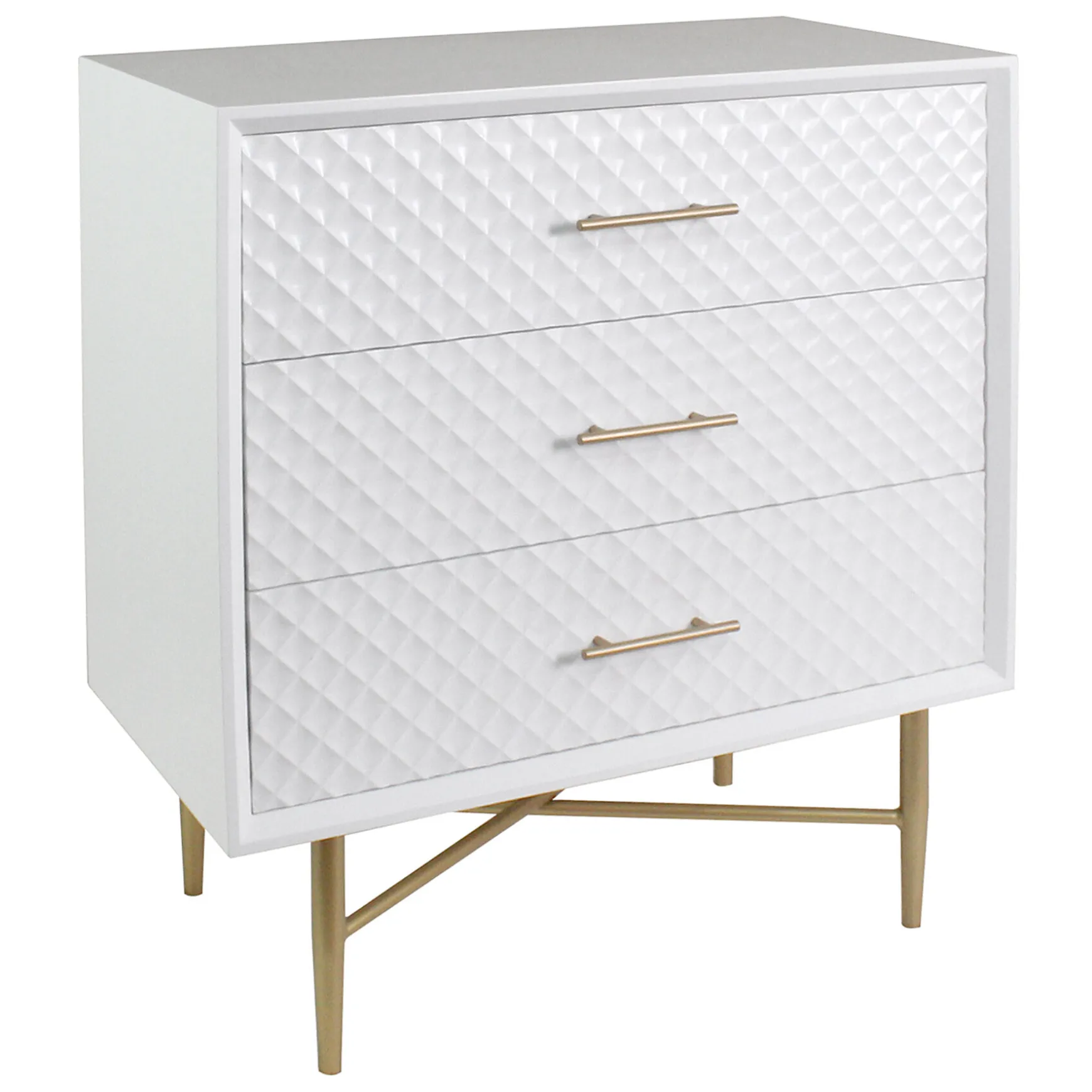 White/Gold 3-Drawer Cabinet Discount