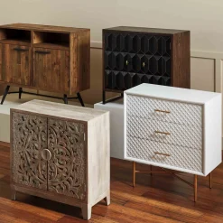 White/Gold 3-Drawer Cabinet Discount