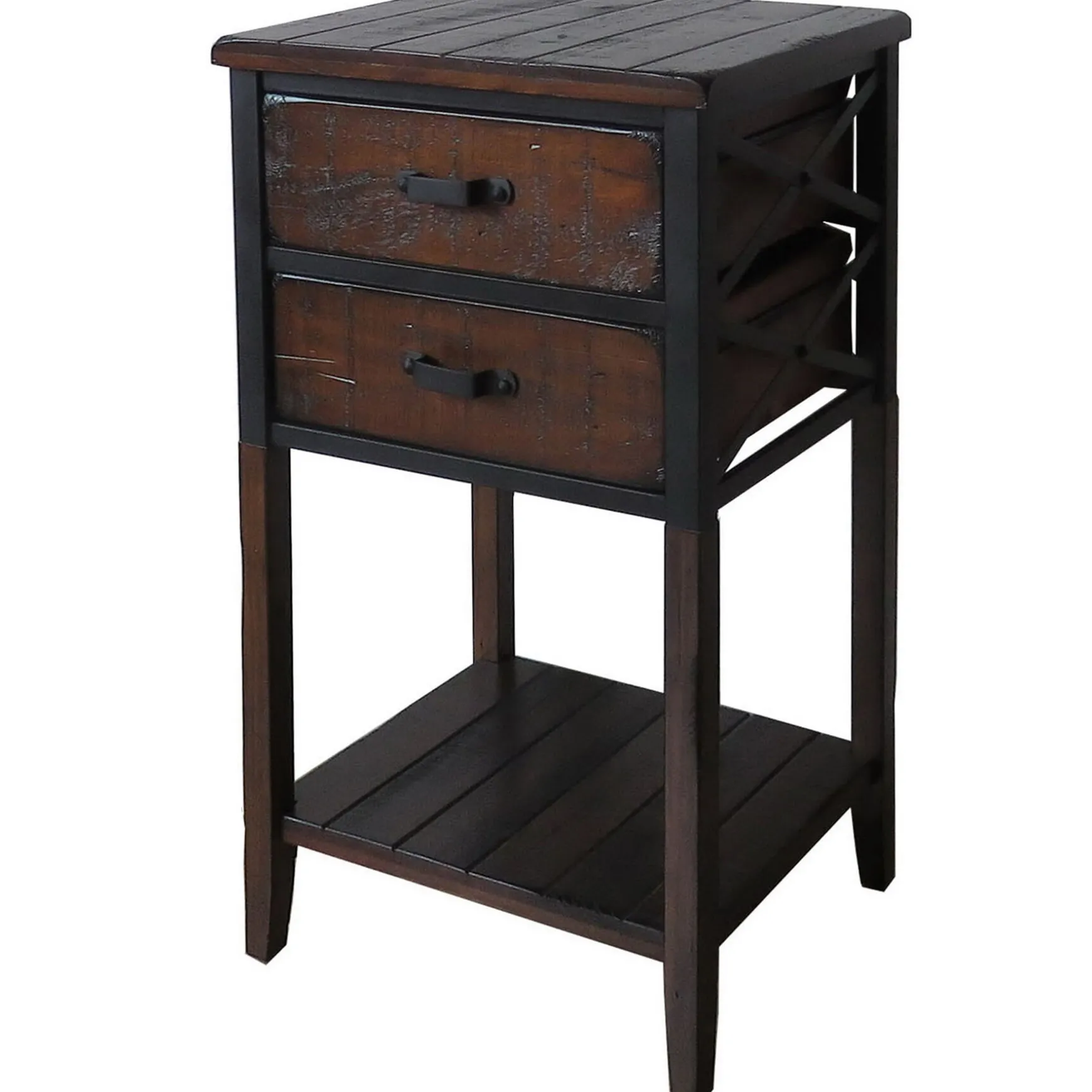Wood And Metal X-Side Table Less Expensive