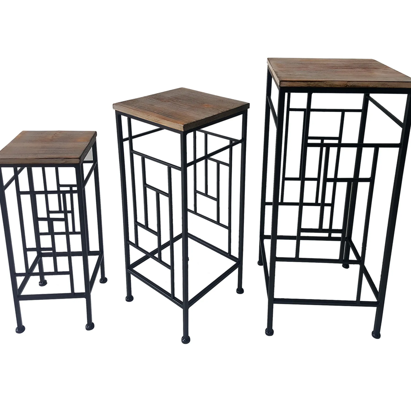 Wood Top Plant Stand With Metal Frame, Large Promotion