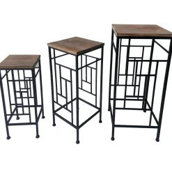 Wood Top Plant Stand With Metal Frame, Small Exquisite Gifts