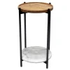 Wood Top Side Tbl W/Mrble Shlf Low Price